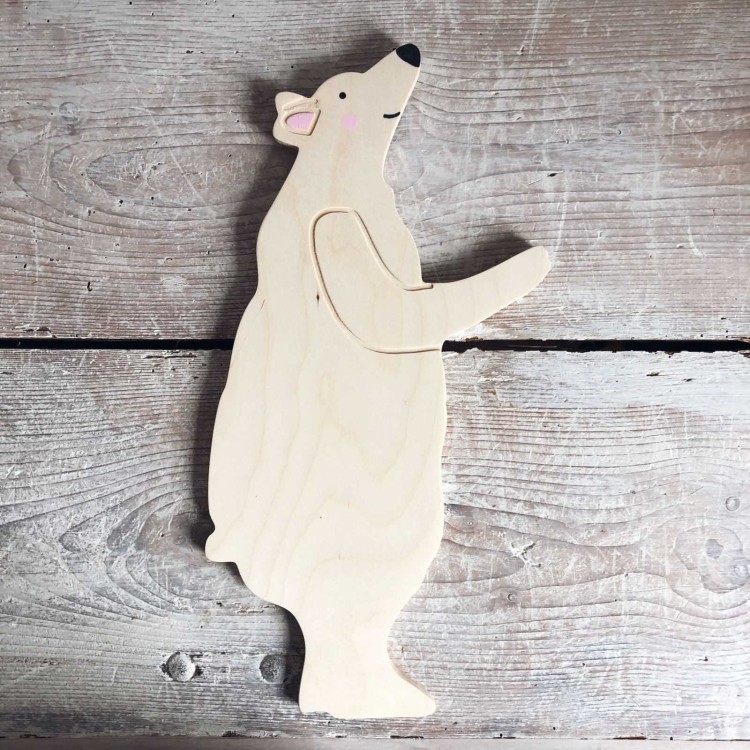 Miś Tedi S naturalna drewniana dekoracja ścienna do pokoju dziecka