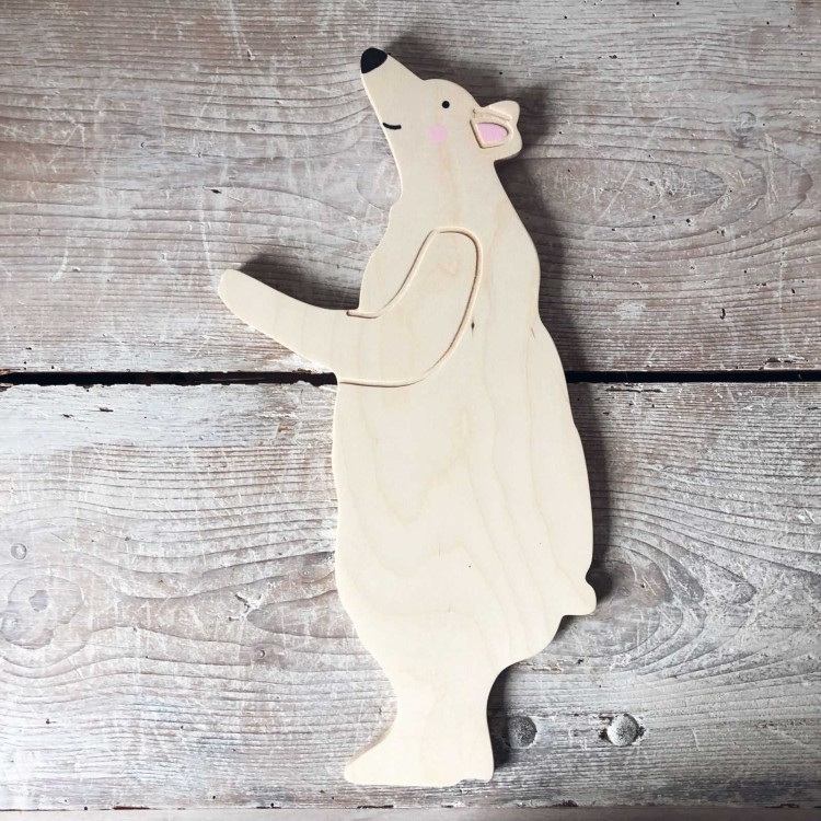 Miś Tedi S naturalna drewniana dekoracja ścienna do pokoju dziecka