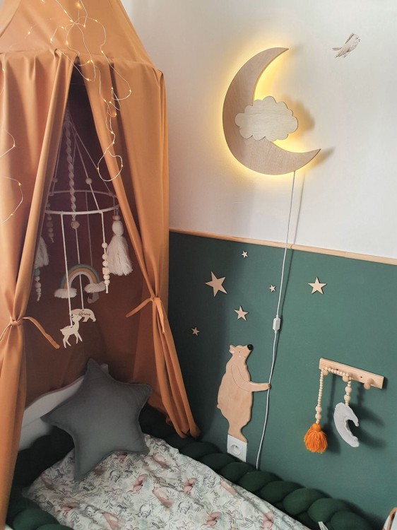 Miś Tedi S naturalna drewniana dekoracja ścienna do pokoju dziecka