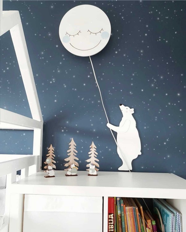 Miś Tedi Polarny Mini S drewniana dekoracja ścienna do pokoju dziecka