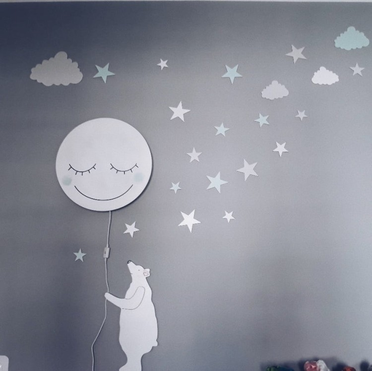 Miś Tedi Polarny Mini S drewniana dekoracja ścienna do pokoju dziecka