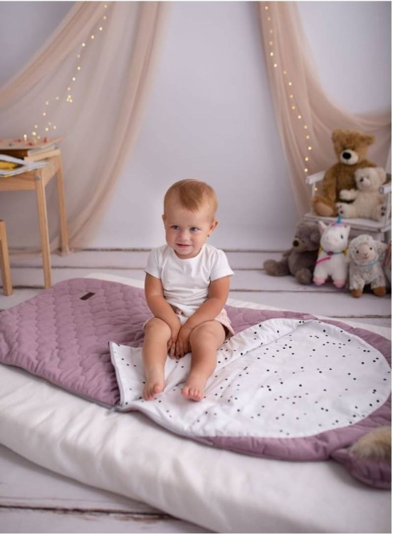 Śpiworek do spania Sleepover Light Heather Bees – śpiworek dziecięcy z motywem pszczółek, bawełna i Minky