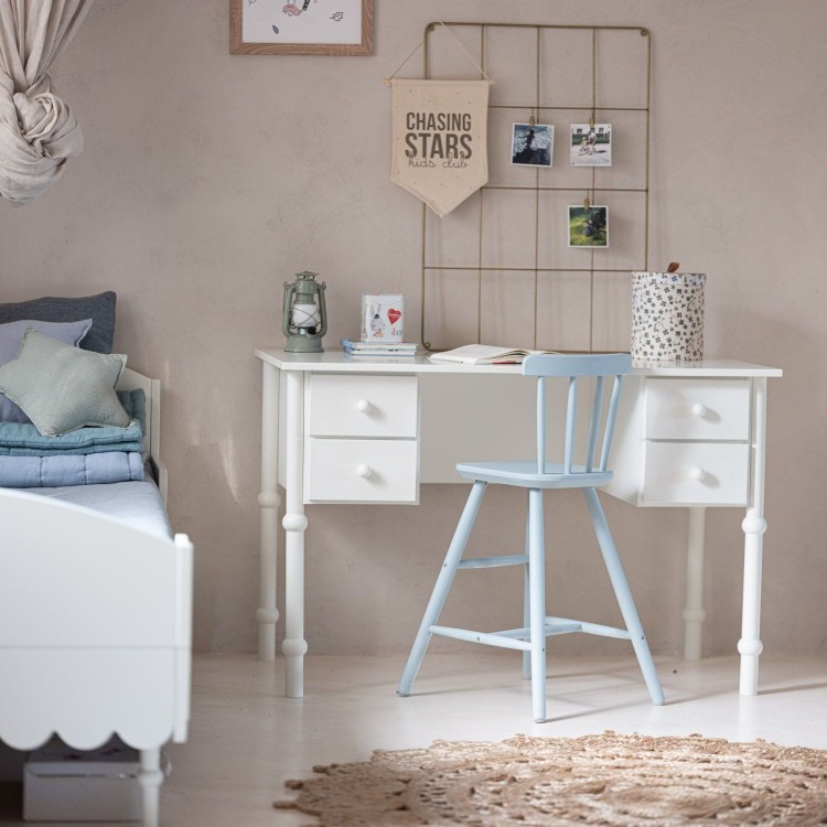 Drewniane biurko dziecięce Babushka Białe