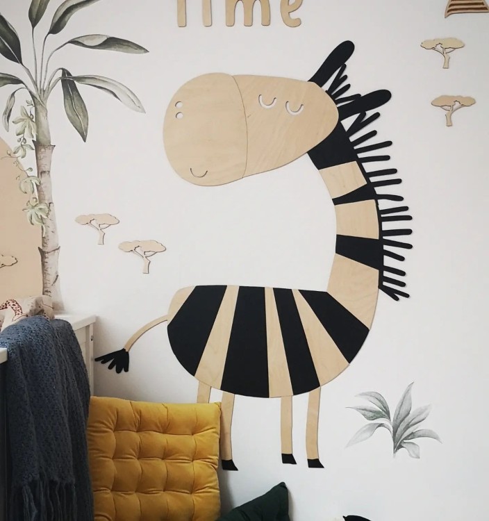 Drewniana zebra Safari dekoracja ścienna