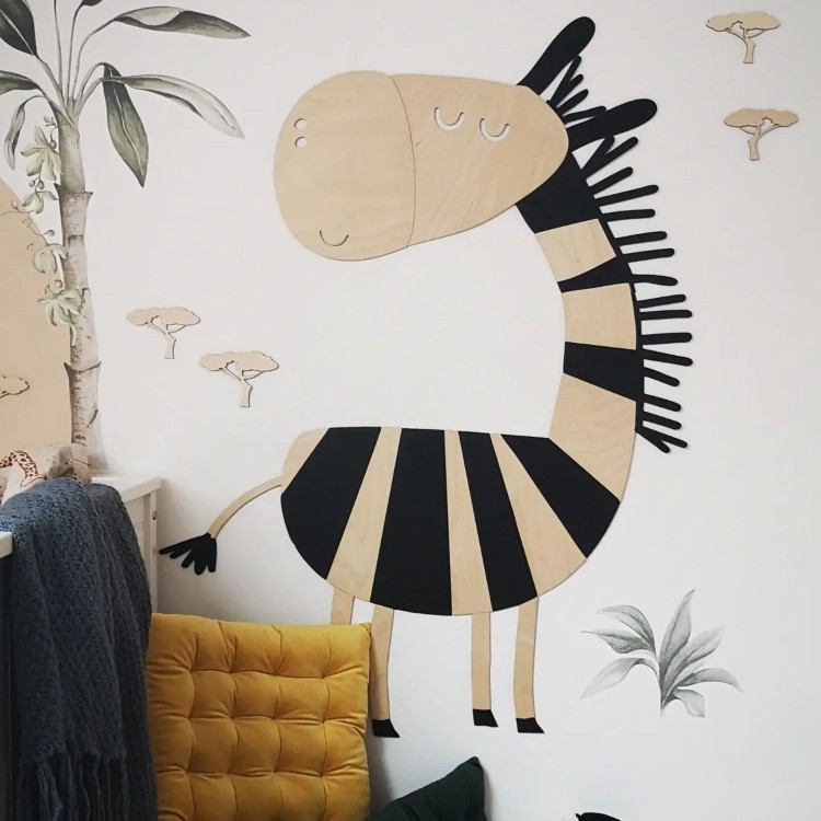 Drewniana zebra Safari dekoracja ścienna
