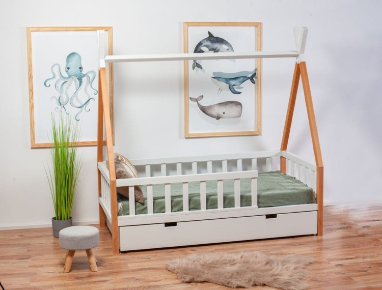 Tipi Drewniane Łóżko dla dziecka DOMEK MONTESSORI