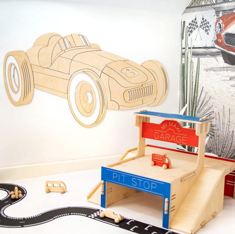 Drewniane Retro Auto Formuła 1 dekoracja ścienna do pokoju dziecka