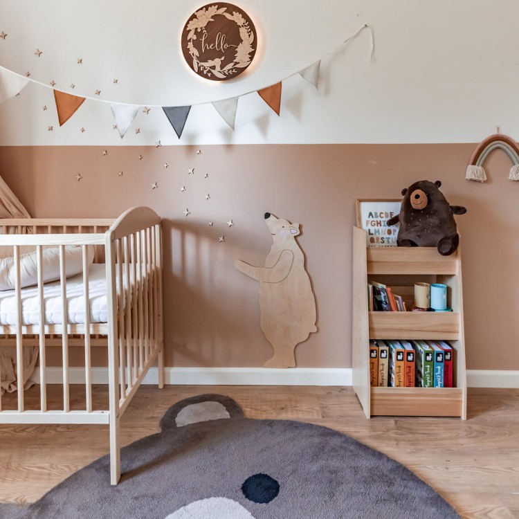 Miś Tedi S naturalna drewniana dekoracja ścienna do pokoju dziecka