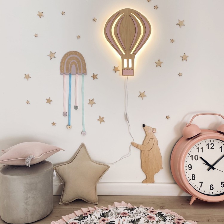 Miś Tedi S naturalna drewniana dekoracja ścienna do pokoju dziecka