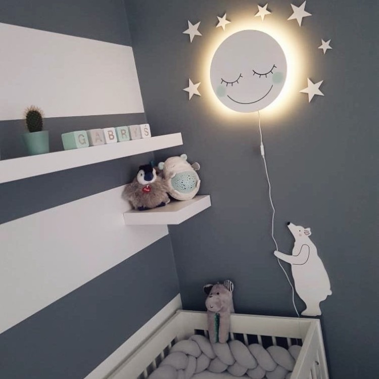 Miś Tedi Polarny Mini S drewniana dekoracja ścienna do pokoju dziecka