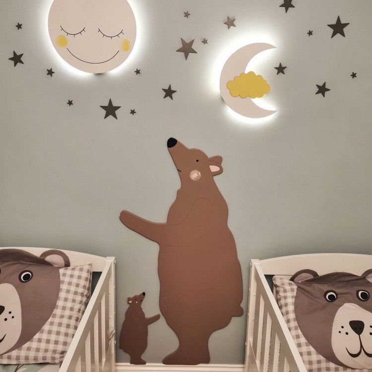 Brązowy Miś Tedi S drewniana dekoracja ścienna do pokoju dziecka