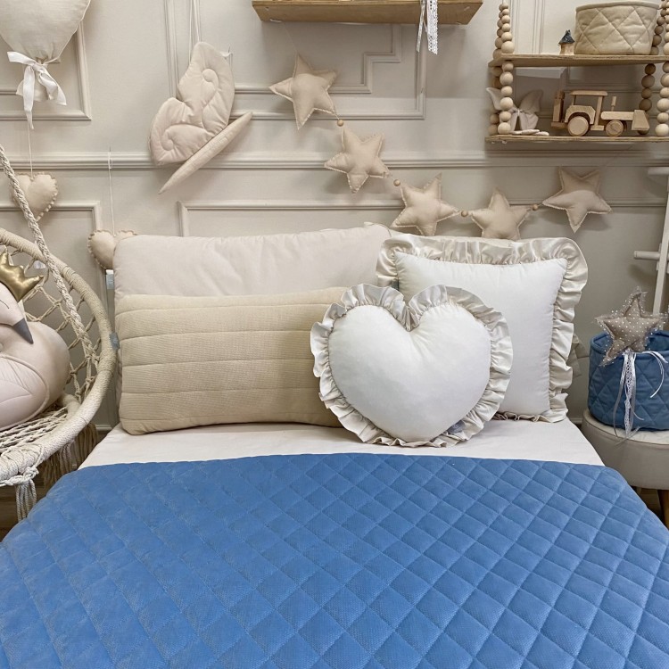 Pikowana narzuta Velvet Jeansowy Niebieski