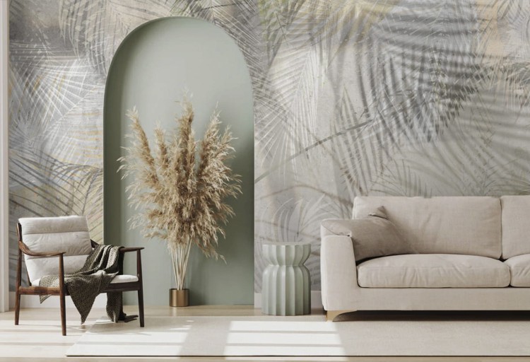 tapeta dla dziecka malumi w duże liście Palm Springs Grey