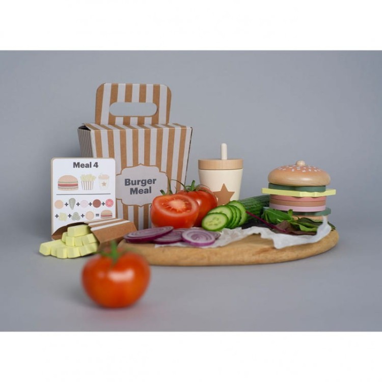 Zabawa w restaurację – drewniany zestaw hamburger
