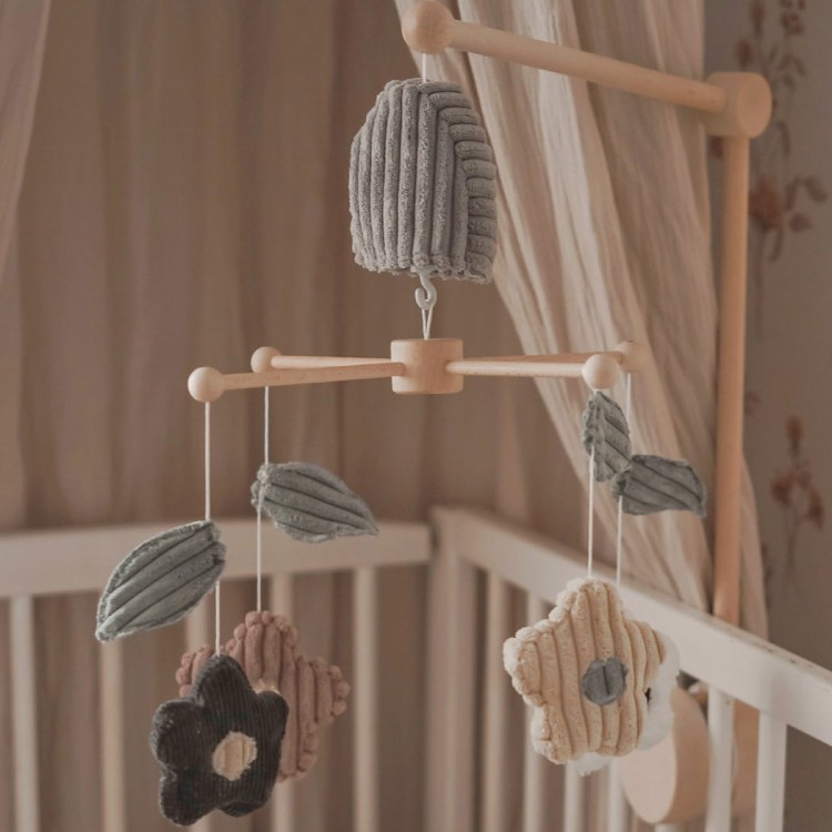 Drewniana karuzela Daisy z pozytywką do łóżeczka dziecięcego