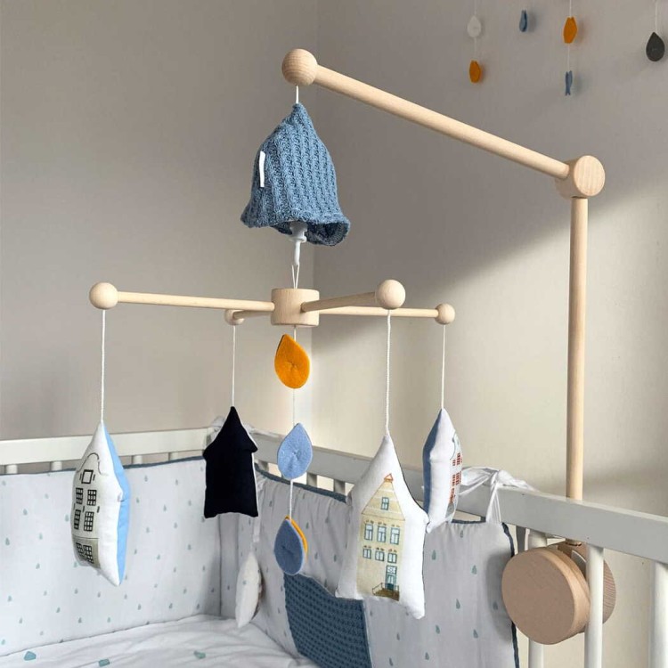 Drewniana karuzela Amsterdam z pozytywką do łóżeczka niemowlęcego