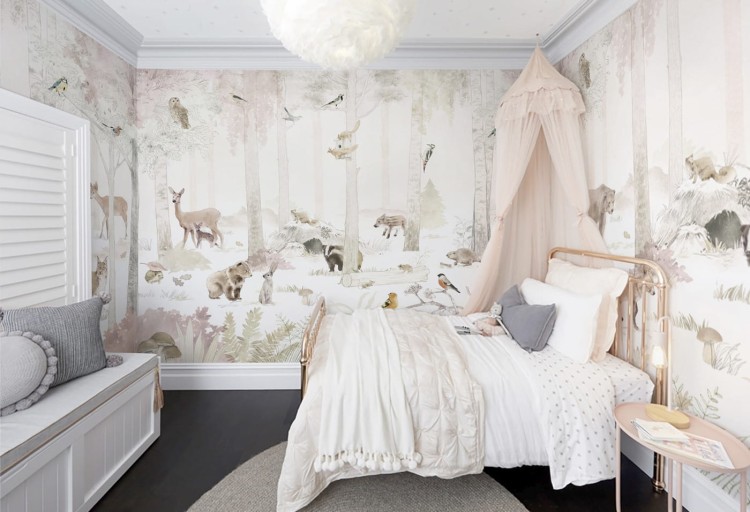 tapeta dla dziecka malumi w lesie Woodlet Family - Pink