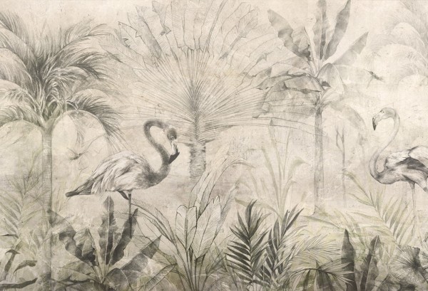 tapeta dla dziecka malumi egzotyczny flaming Exotic Flamingo - Tropikalna