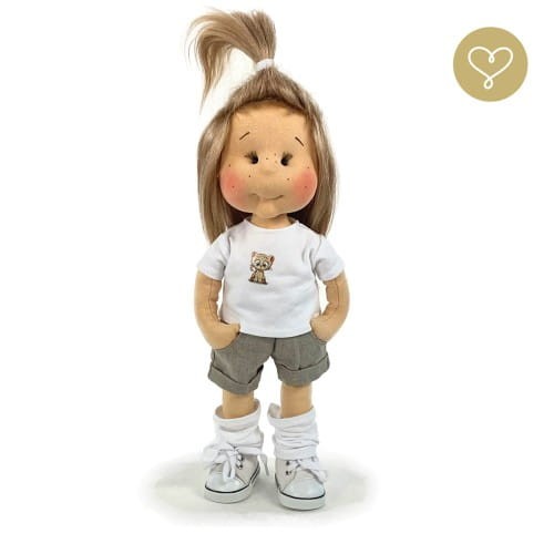 Lalka Coco handmade – lalka stojąca z włosami alpaki