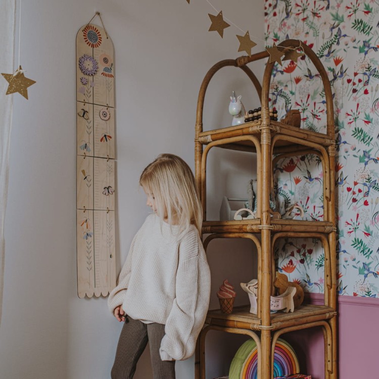 Drewniana miarka wzrostu Owady – dekoracja dziecięca