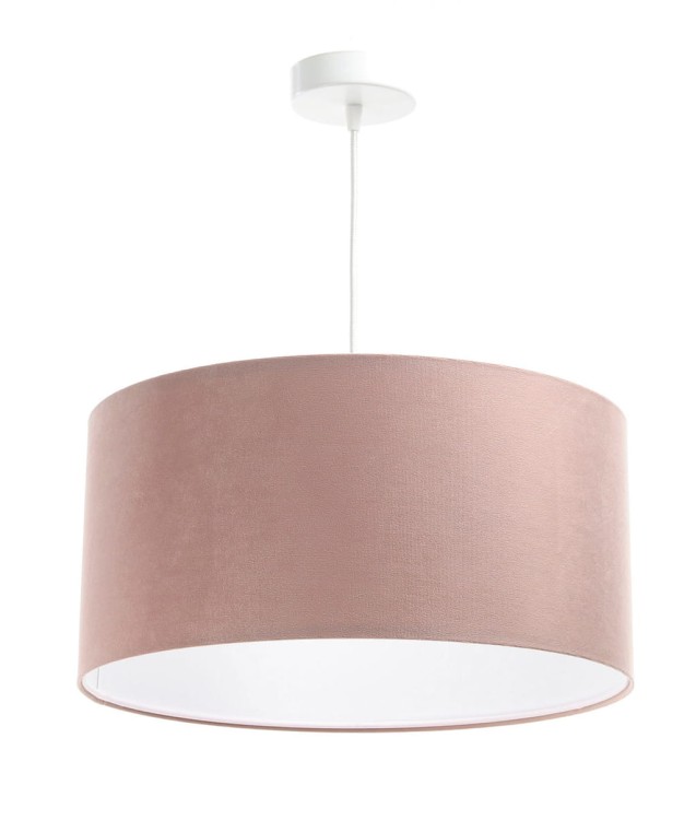 Lampa wisząca z abażurem velvet w kolorze pudrowego różu do pokoju dziecka
