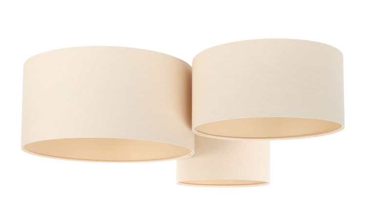 Lampa wisząca z trzema jutowymi abażurami w naturalnym stylu boho