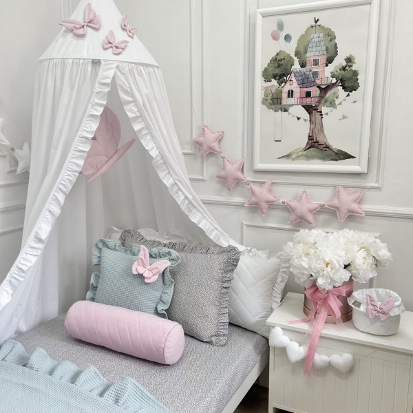 narzuta wafelkowa eukaliptus z falbanką