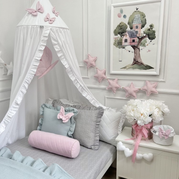 narzuta wafelkowa eukaliptus z falbanką