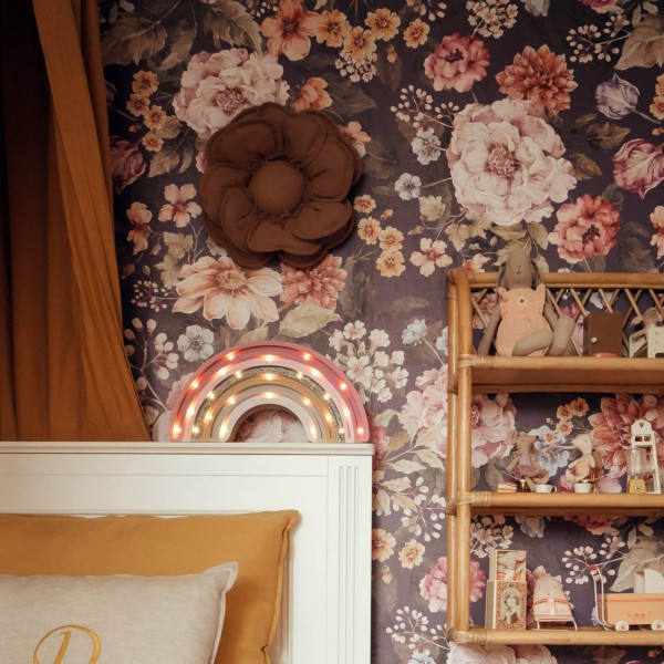 Lniany kwiatek dekoracyjny musztardowy do pokoju dziecka