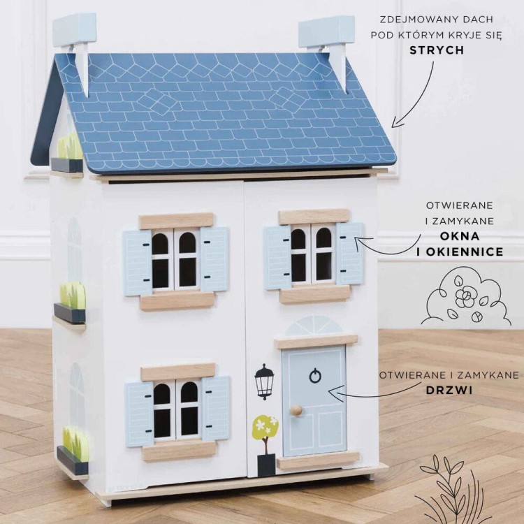 Drewniany domek dla lalek Sky Le Toy Van – widok z przodu
