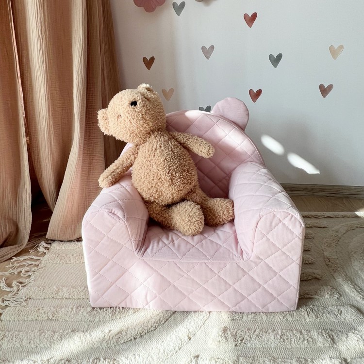 Fotel dla dziecka Velvet Pudrowy Róż – wygodne siedzisko od 9 miesięcy