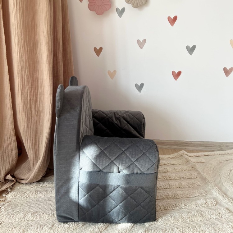 Fotel dla dziecka Velvet Grafitowy – fotelik od 9 miesięcy