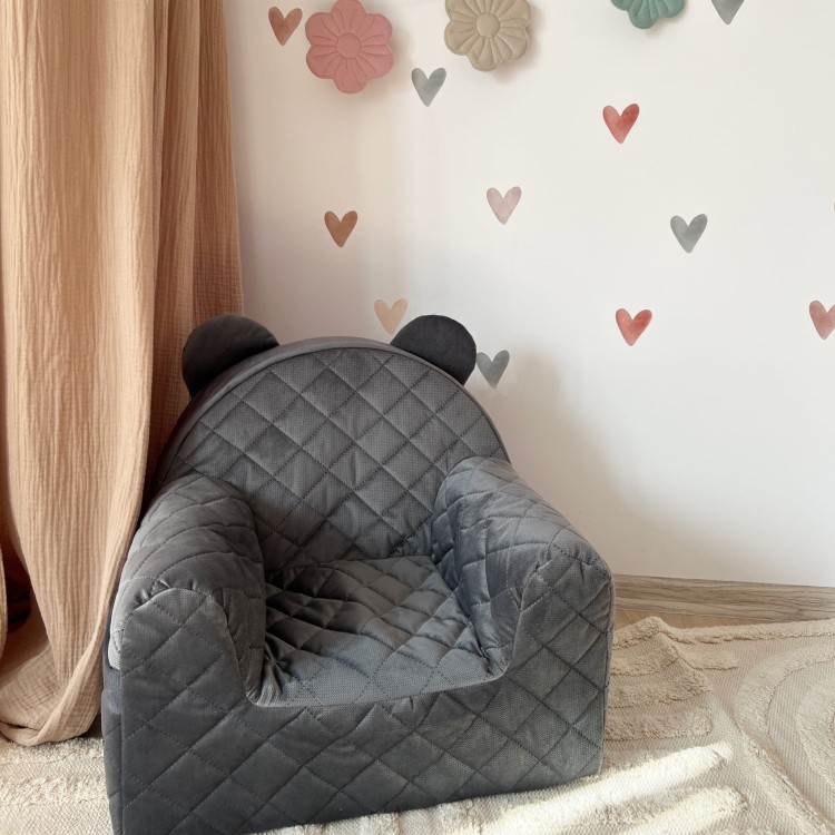 Fotel dla dziecka Velvet Grafitowy – fotelik od 9 miesięcy