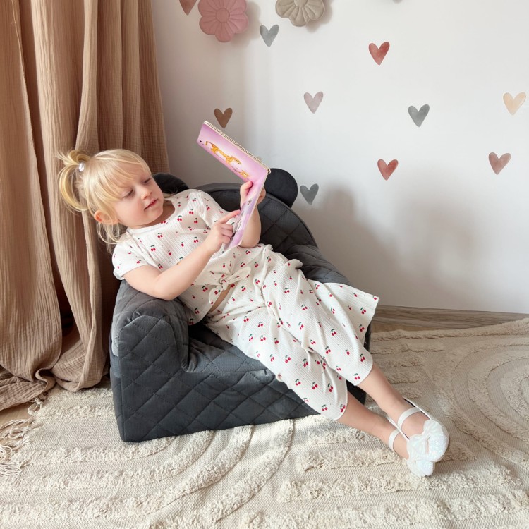 Fotel dla dziecka Velvet Grafitowy – fotelik od 9 miesięcy