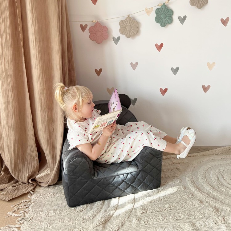 Fotel dla dziecka Velvet Grafitowy – fotelik od 9 miesięcy