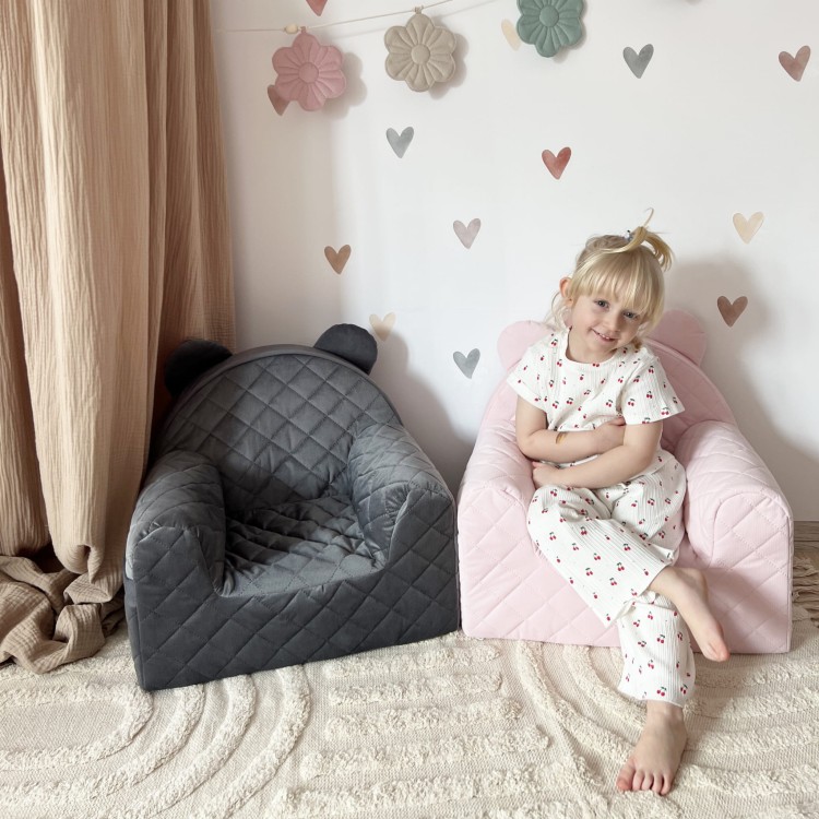 Fotel dla dziecka Velvet Grafitowy – fotelik od 9 miesięcy