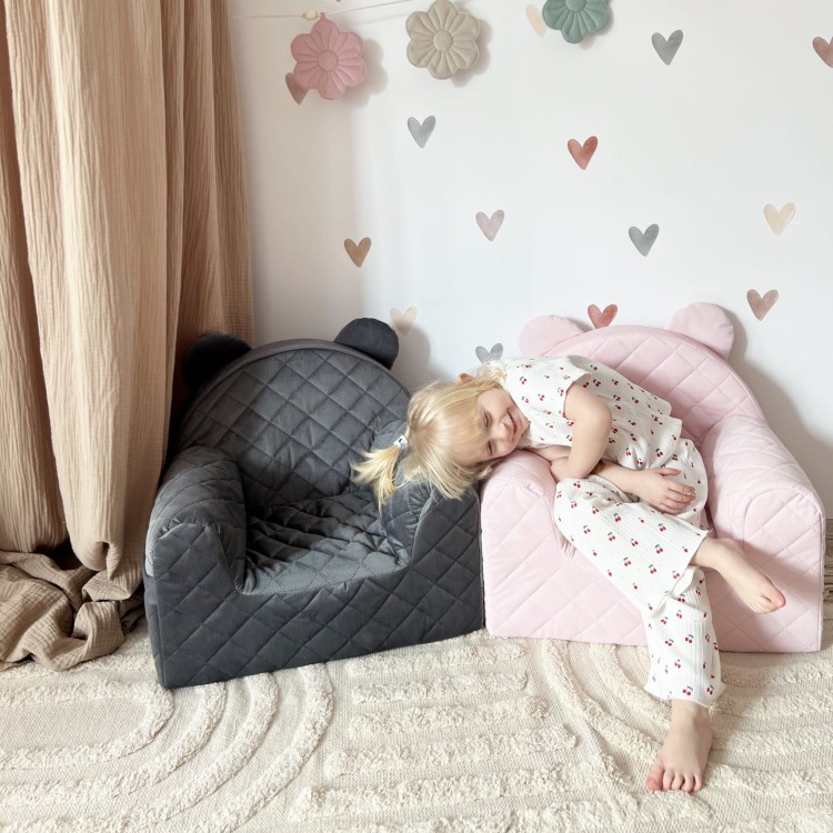 Fotel dla dziecka Velvet Grafitowy – fotelik od 9 miesięcy