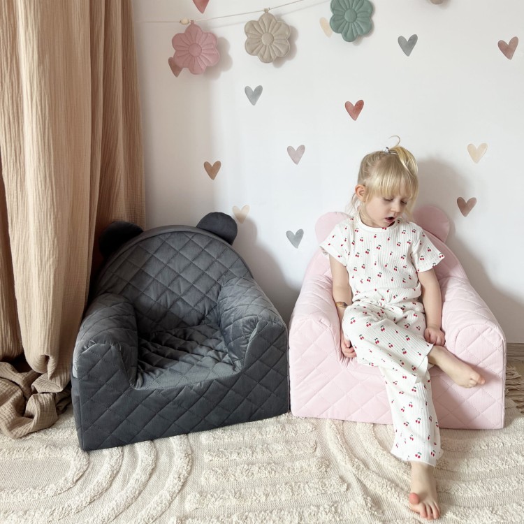 Fotel dla dziecka Velvet Grafitowy – fotelik od 9 miesięcy