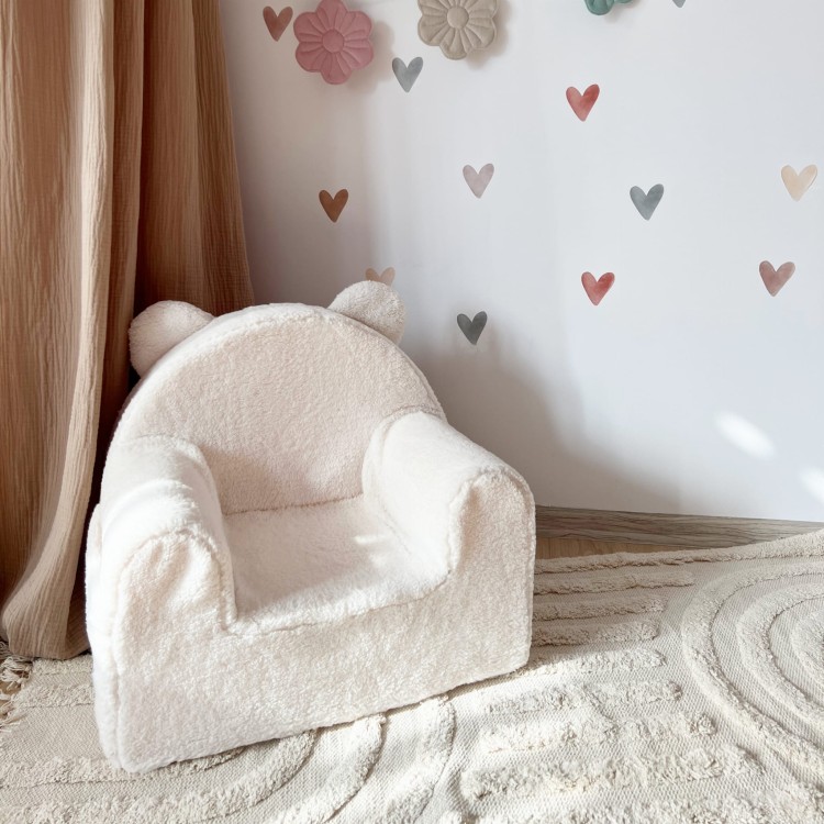 Fotel dla dziecka Boucle Ecru – przytulny fotelik od 9 miesięcy