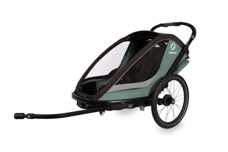 Hamax - Przyczepka rowerowa dla dzieci 3w1 COCOON, 2 osobowa - GREEN/BLACK