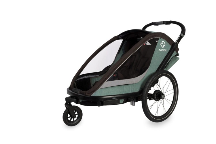 Hamax - Przyczepka rowerowa dla dzieci 3w1 COCOON, 2 osobowa - GREEN/BLACK