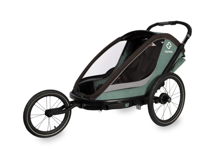Hamax - Przyczepka rowerowa dla dzieci 3w1 COCOON, 2 osobowa - GREEN/BLACK