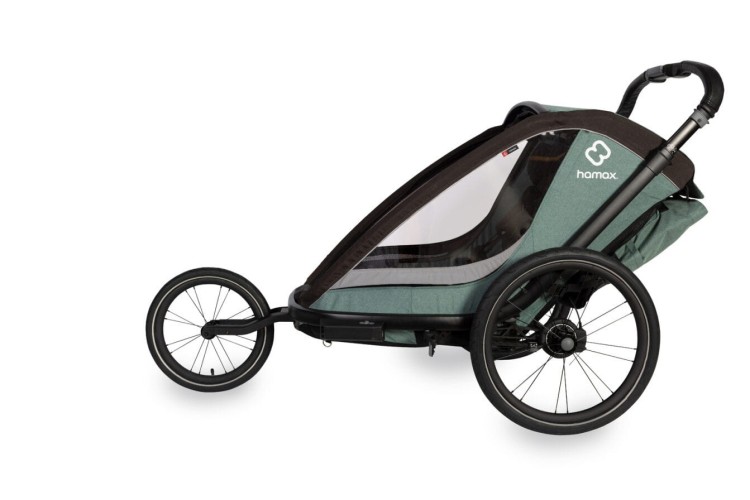 Hamax - Przyczepka rowerowa dla dzieci 3w1 COCOON, 2 osobowa - GREEN/BLACK