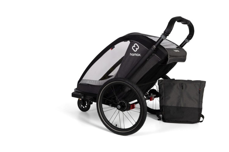 Hamax - Przyczepka rowerowa dla dzieci 3w1 COCOON, 2 osobowa - GREY/ BLACK