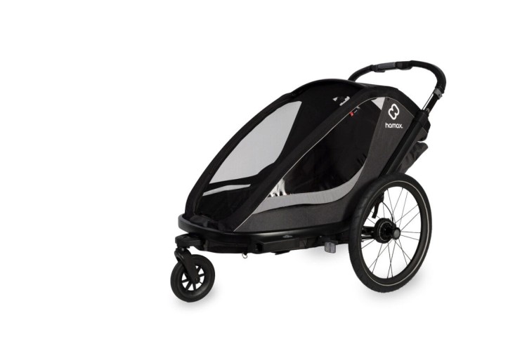 Hamax - Przyczepka rowerowa dla dzieci 3w1 COCOON, 2 osobowa - GREY/ BLACK