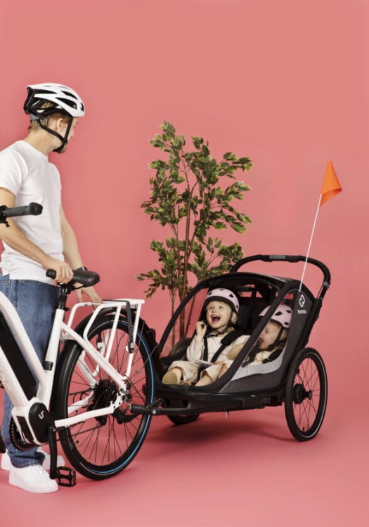 Hamax - Przyczepka rowerowa dla dzieci 3w1 COCOON, 2 osobowa - GREY/ BLACK