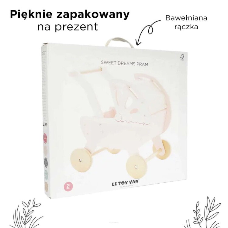 Zestaw Le Toy Van Honeybake – wózek, łóżeczko i krzesełko dla lalek