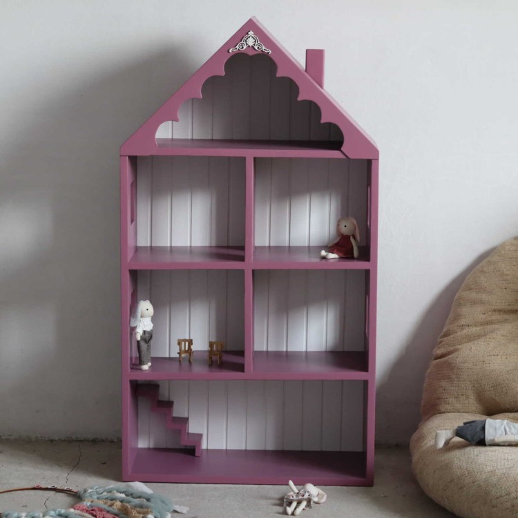 Drewniany domek dla lalek Violett w kolorze mlecznej śliwki