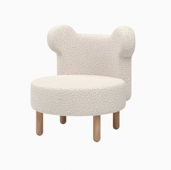 Tapicerowany fotelik dla dzieci Teddy Ecru w kształcie misia