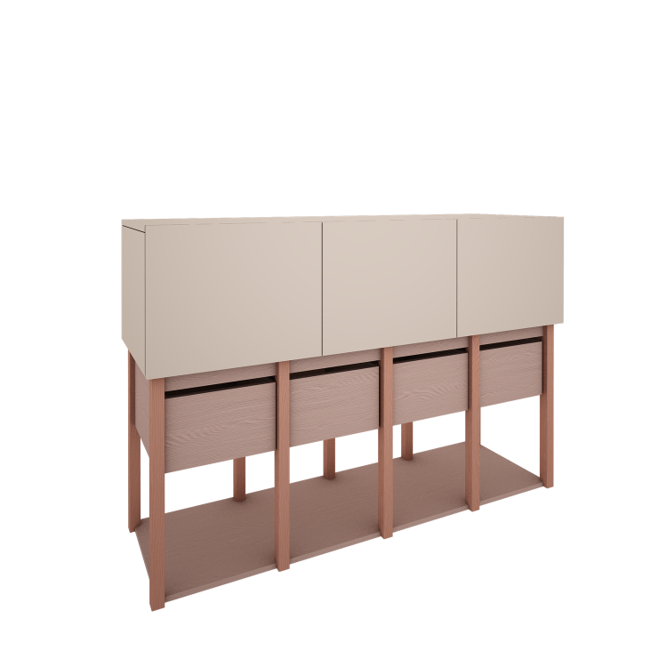 Drewniana komoda dla dziecka TWEENS Zielona/ Różowa